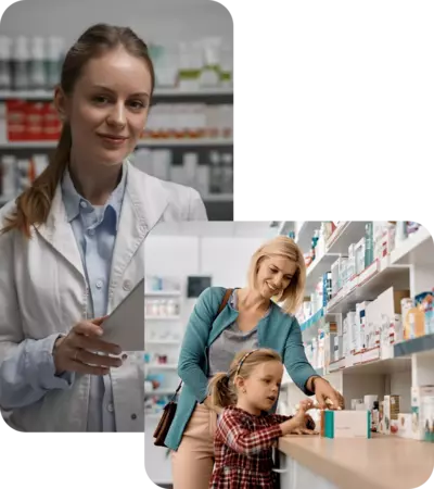 pharmacists assisting customers