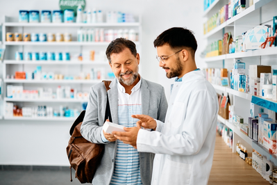 person talking to pharmacist